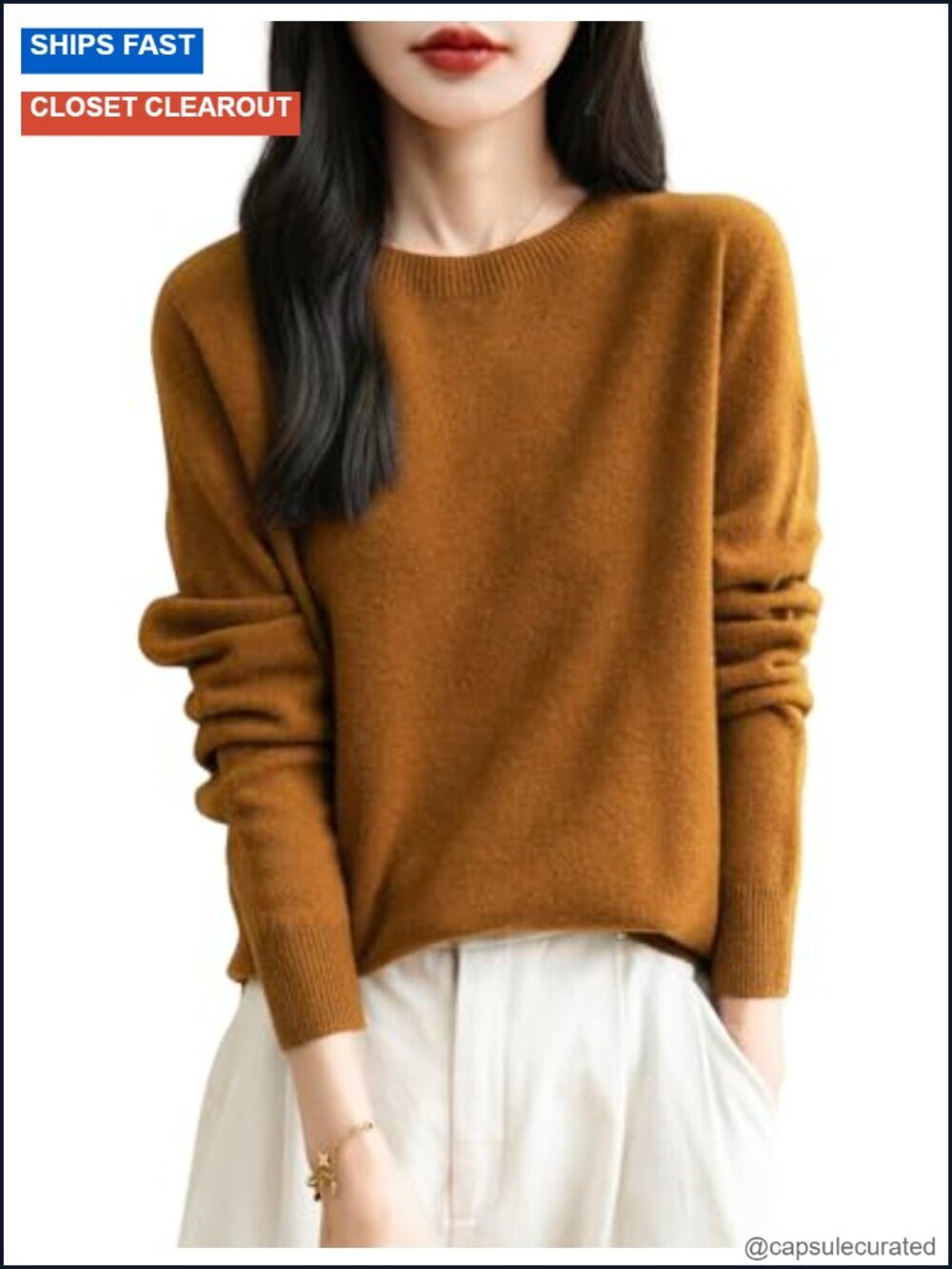 100% Merino Wool Long Sleeve Seamless Crewneck Pullover Sweater